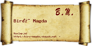 Biró Magda névjegykártya